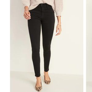 High-Waisted Rockstar 24/7 Sculpt Super Skinny Black Jeans - size 12